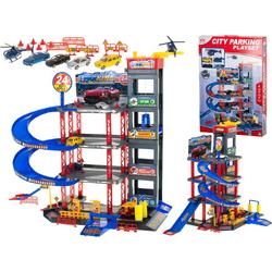 Speelgoedgarage - Garage 4 Verdiepingen - Inc. 4 Voertuigen - 1 helikopter - City Parking