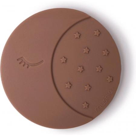 Mushie bijtring maan bruin -  100% food grade siliconen- BPA-vrij- ftalaatvrij - Ø 8 centimeter - Bijtringen