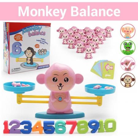 Monkey Balance Game “Roze” - Speelgoed Meisjes - Ik Leer Rekenen - Weegschaal Speelgoed