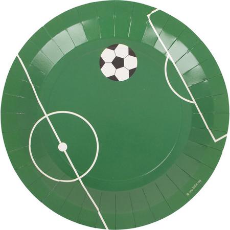 Kartonnen bordjes voetbal - voetbalfeest - 8 stuks - 22 cm - rond