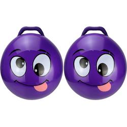 2x stuks skippybal smiley voor kinderen paars 55 cm - Zomer buiten speelgoed