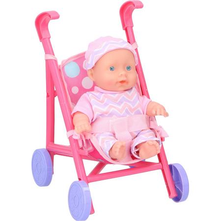 My Baby & Me Babypop in Buggy - 20 cm - 100% Polyester - Roze
