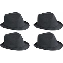 6x stuks trilby feesthoedje zwart voor volwassenen - Carnaval party verkleed hoeden