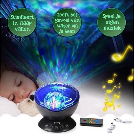 Snoezellamp - helpt bij inslaap vallen - muziek en licht - spotify - zeegeluiden - krekels - aurora licht - kinderen - warm water