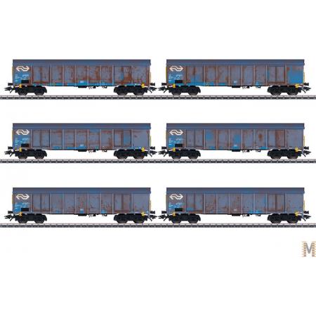 Märklin 47189 H0 6 hogeboordwagens houtsnippertransport van NS Cargo
