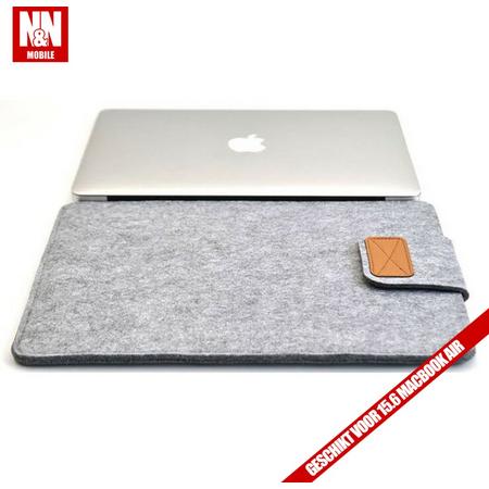 N&N Mobile 15,6 Laptop Vilten Soft Sleeve Beschermhoes Geschikt voor Apple Macbook Air/Pro - Grijs