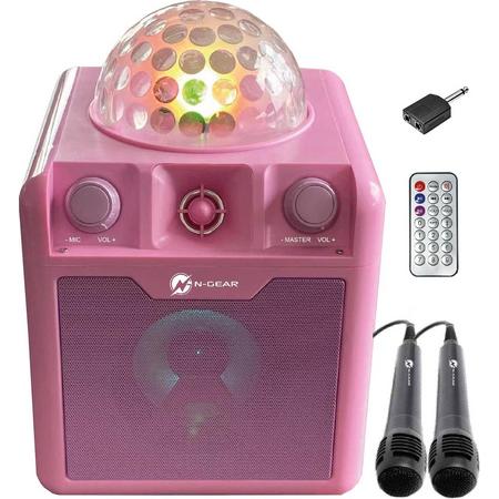 N-GEAR Disco Block 410 - Draagbare karaoke set met 2 microfoons - Roze
