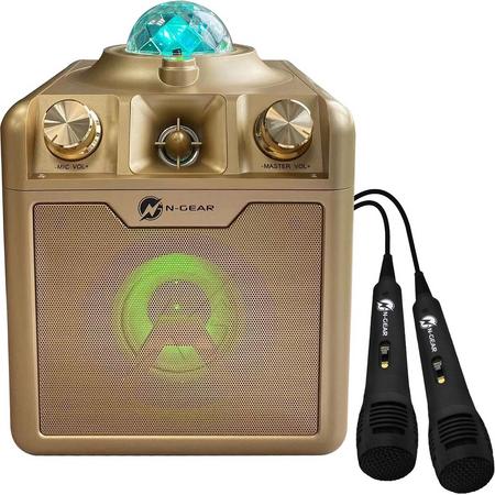 N-GEAR Disco Star 710 Gold - Karaoke Speaker - Starprojector - 2 Microfoons