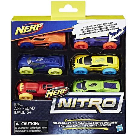 Nerf Nitro Foam Car 6 stuks in doos 7 cm lang