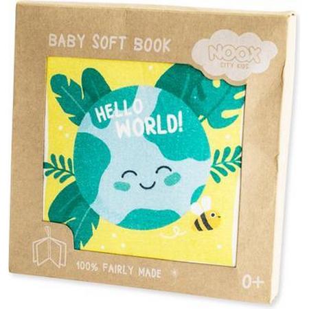 Zacht babyboekje hello world (nieuw!) 100% katoen en fairly made