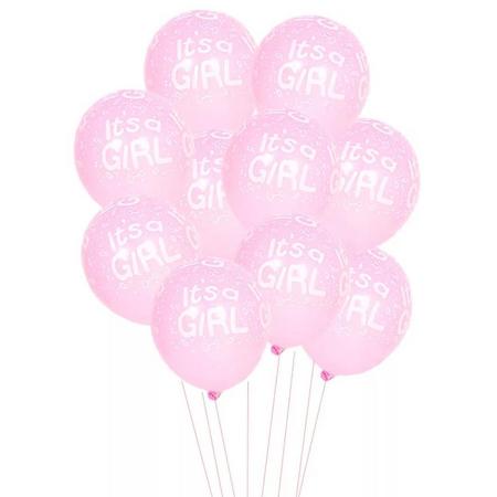 It`s a Girl - Rose ballonnen set 15 stuks - Babyshower - Kraam cadeau - Geboorte - Hoera een meisje! -Met gratis ballonslinger