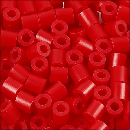 Strijkkralen, afm 5x5 mm, gatgrootte 2,5 mm, rood (57), medium, 6000stuks