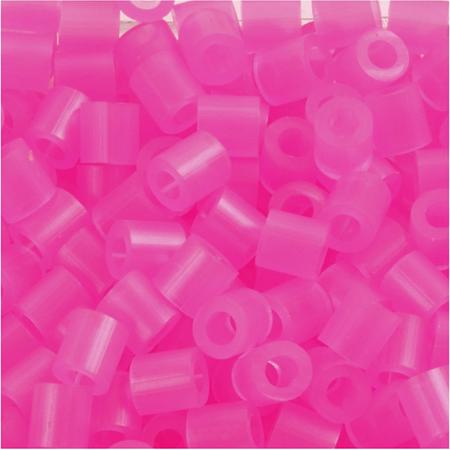 Strijkkralen, afm 5x5 mm, gatgrootte 2,5 mm, roze neon (30), medium, 6000stuks
