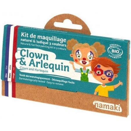 Namaki gecertificeerde biologische en hypo allergene maquillage kit (3 kleuren) Clown & Harlequin