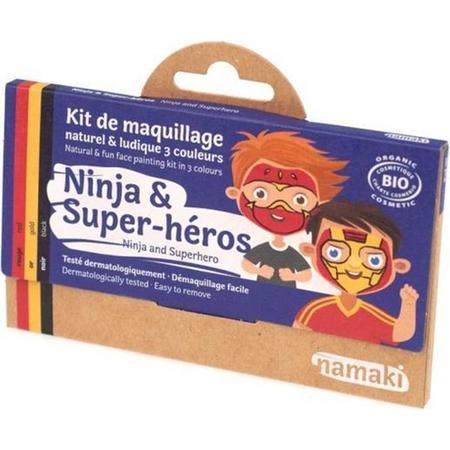 Namaki gecertificeerde biologische en hypo allergene maquillage kit (3 kleuren Superhero & Ninja)
