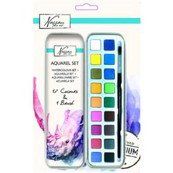Aquarel verf set - 18 kleuren - 1 penseel