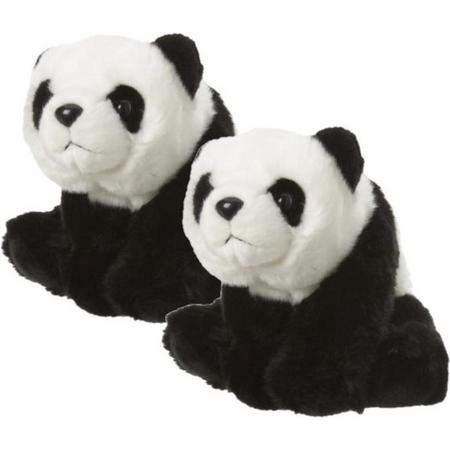2x stuks pluche panda beer knuffel 22 cm - Dieren speelgoed knuffels