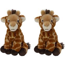 Set van 2x stuks pluche knuffel giraffe van 17 cm - Speelgoed knuffeldieren