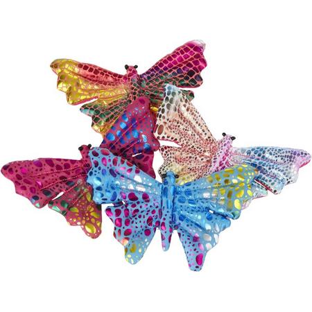 Gekleurd vlinder knuffeltje 12cm