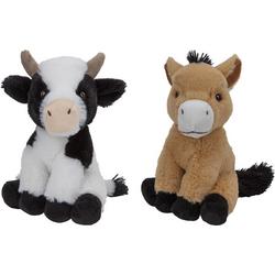 Pluche boerderijdieren knuffels Koe en Paard van 23 cm - Speelgoed dieren