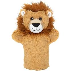 Pluche bruine leeuw handpop knuffel 24 cm - Leeuwen wilde dieren knuffels - Poppentheater speelgoed kinderen