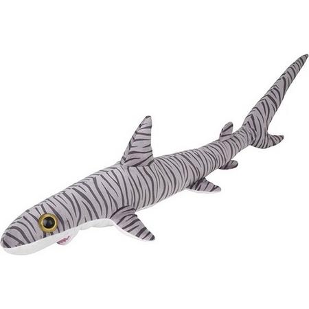Pluche gestreepte tijgerhaai knuffel XL 110 cm - Tijgerhaaien zeedieren knuffels - Speelgoed voor kinderen