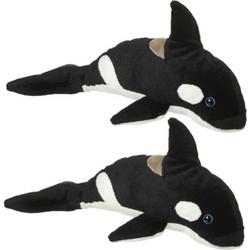 Set van 2x stuks pluche knuffel orkas walvissen van 25 cm - Orka speelgoed knuffels artikelen.