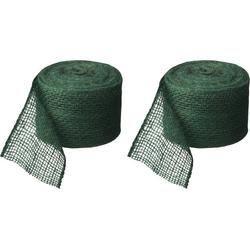 Juteband groen 10 cm x 50 meter - Hobby/knutselmateriaal - Decoratie banden - Jute band/rand - Cadeaus inpakken - Knutselen
