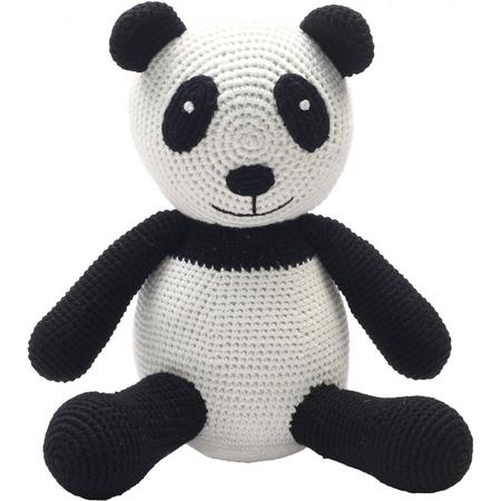 Naturezoo Knuffeldier Panda Xl Gehaakt 40 Cm Zwart/wit