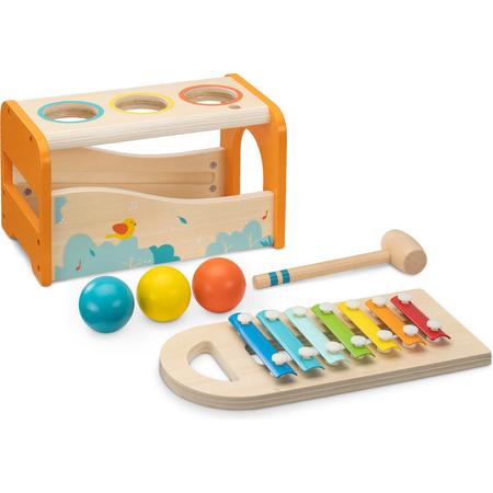 Navaris Xylofoon Hamerspiel Hout vanaf 18 Maanden - Kinderspeelgoed - Klopbank en Instrument - Houten Speelgoed Geluidsspeelgoed Muziekspeelgoed - unisex