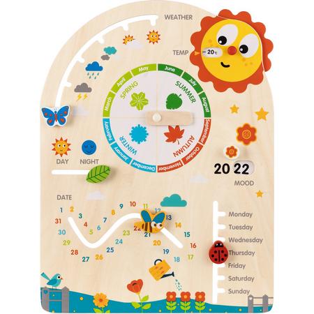 Navaris houten leerkalender voor kinderen - Leer de weekdagen, maanden en seizoenen - Vanaf 3 jaar - Engelse taal