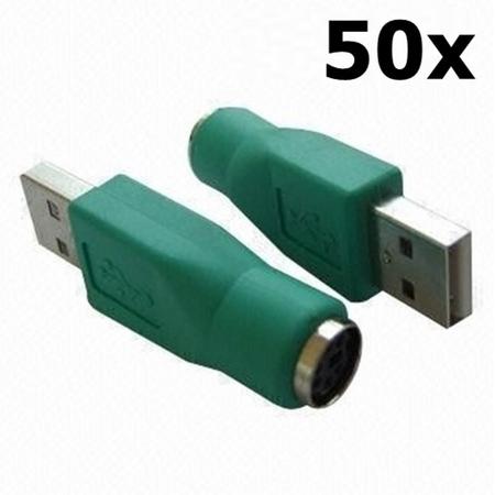 50 Stuks - USB poort voor PS2 toetsenbord of muis converter adapter  Referentie: WWCV152-50x