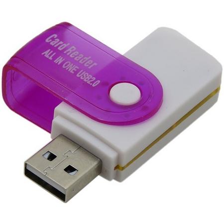 Multifunctionele USB Kaartlezer 4 in 1 USB 2.0 M2 SD SDHC SD TF Geheugenkaart Smart Reader - Paars