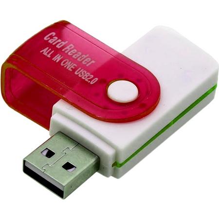 Multifunctionele USB Kaartlezer 4 in 1 USB 2.0 M2 SD SDHC SD TF Geheugenkaart Smart Reader - Rood