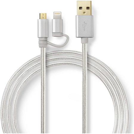 Nedis Premium Lightning en Micro USB naar USB combi-kabel / aluminium - 1 meter