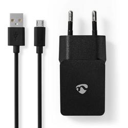   USB Micro lader met losse kabel - 2,1A / zwart - 1 meter