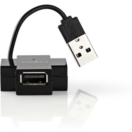 Nedis mini USB hub met 4 poorten - USB2.0 - busgevoed / zwart - 0,10 meter