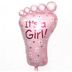 Roze folie Ballon Voet 82cm- Kraamcadeau – Geboorte versiering – Geboorte ballonnen – Feest versiering – Baby Shower – Geboorte meisje