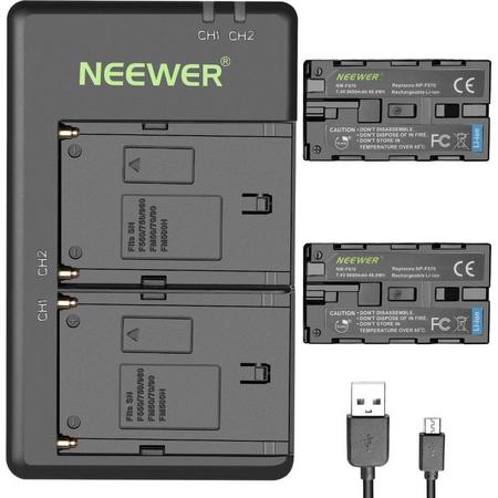 NP-F970 Sony Kit - Camera Batterij Set - 6600mAh USB oplaadbaar - Neewer