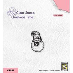 CT054 - Nellie Snellen Christmas Time Clear Stamp Snowman 2 - stempel sneeuwman sneeuwpop met muts - winter - kerstmis - kerst