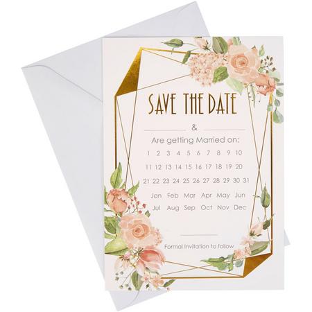 Bruiloft Save the date kaarten - Floral - 10 stuks