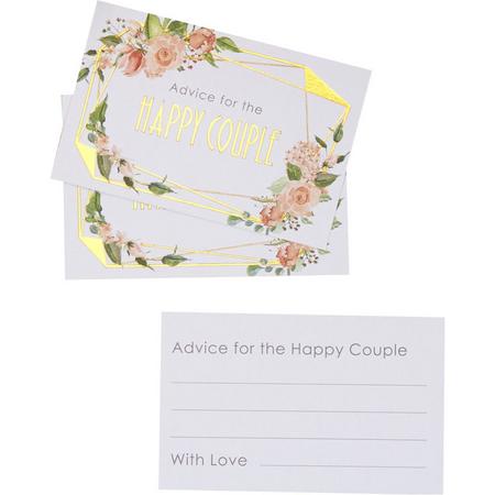 Bruiloft advieskaarten - Floral - Happy Couple - 25 stuks