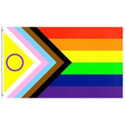 Progress Pride 150x90CM - Intersex - Voorwaarts - Regenboog Vlag - LGBT Rainbow Flag - Regenboog - Polyester