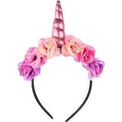 Unicorn eenhoorn haarband met hoorn en bloemetjes - Paars - Diadeem