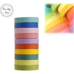 Washi tape - Washitape - Masking tape - 10stuks - Washitapeset - Tape - Gekleurde tape - Rainbow