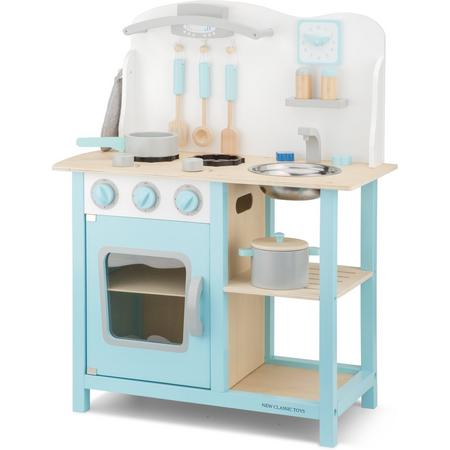 Houten Speelgoed Keuken - Bon Appetit - Blauw - Aanrechthoogte is 46 centimeter