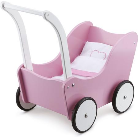 New Classic Toys - Poppenwagen met Beddengoed - Roze