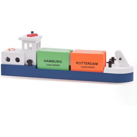 New Classic Toys - Rijnaak met 2 Containers - Haven Lijn