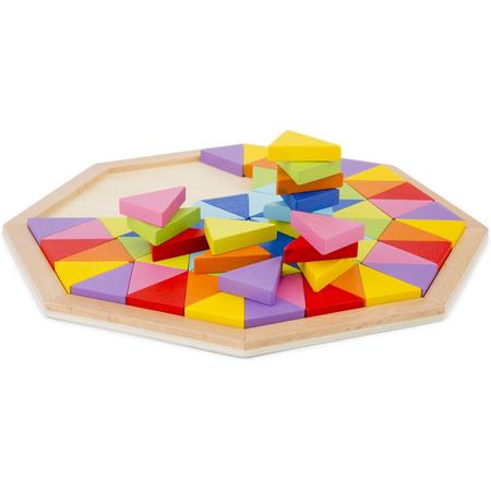 New Classic Toys - Vormenpuzzel - Octogan Puzzel - 72 Driehoekige Houten Blokken