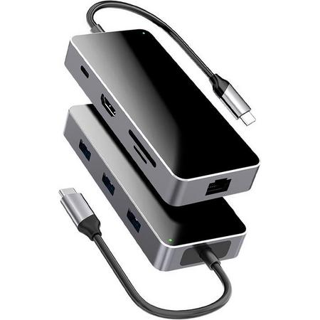 8 in 1 USB-C Hub - Compatible met Apple Macbook / Pro / Air / Chromebook / Samsung Galaxy Tab Pro/ alle notebooks met standaard Type-C interface en PD3.0 charging